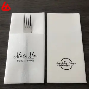 Serviettes de table imprimées personnalisées Offre Spéciale, couverts de salle à manger blancs, serviettes de poche jetables, serviette en papier aéré