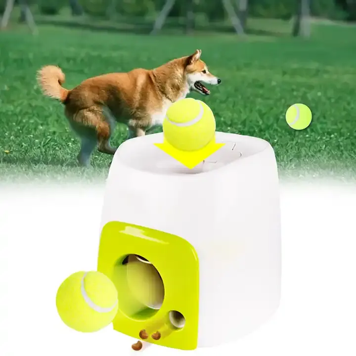 لعبة تفاعلية كلب لغز الكرة رمي دمية على شكل كلب تنس الكرة قاذفة وحدة تلقيم طعام موزع لعبة