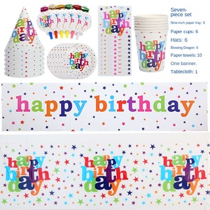 Vaisselle jetable en papier sur le thème de l'anniversaire des enfants, comprend des gobelets, des assiettes, des couteaux, des fourchettes et des décorations - Product Image 3