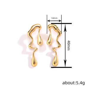 Orecchini pendenti E3894 in oro, a forma di goccia d'acqua, alla moda, in lega di zinco, gioielli da festa per donna - Product Image 5