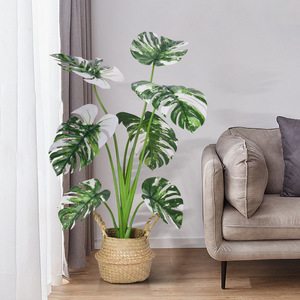 Simulation nordique salle de diffusion en direct, plantes vertes, plantes en pot blanc brocart tortue dos <span class=keywords><strong>bambou</strong></span> intérieur décorations chez l'habitant - Product Image 1