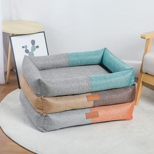 <span class=keywords><strong>Lit</strong></span> pour chien respirant en tissu semblable au lin avec logo personnalisé, lavable toute saison, avec fond antidérapant - Product Image 4