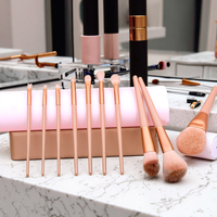 Pinceaux de maquillage professionnels de haute qualité, 10 pièces, manches en bois |   Pinceaux cosmétiques haut de gamme pour le correcteur et le maquillage du visage, marque privée