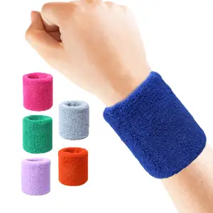 Custom rainbow embroidered tennis hand terry wristband bulk cotton sport wrist sweat band sweatband