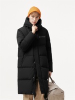 Veste d'hiver longue coupe-vent en duvet avec logo personnalisé, fermeture éclair, veste longue d'hiver pour homme