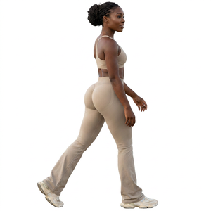 Nouveaux Leggings de Sport Évasés pour Femmes, Effet Scrunch Booty, Taille Basse, Sans Coutures, pour Fitness, Entraînement et Yoga, Pantalons Évasés Tendance - Product Image 2