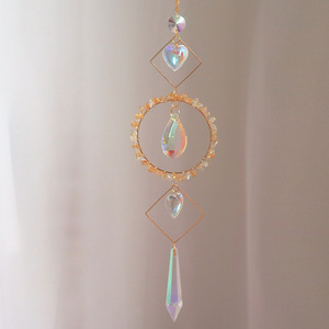 Campana de Viento Colgante para Jardín con Bola de Prisma de Estrella y Luna Colorida, Accesorios Metálicos, Atrapasol de Cristal, Adorno Aéreo - Product Image 1