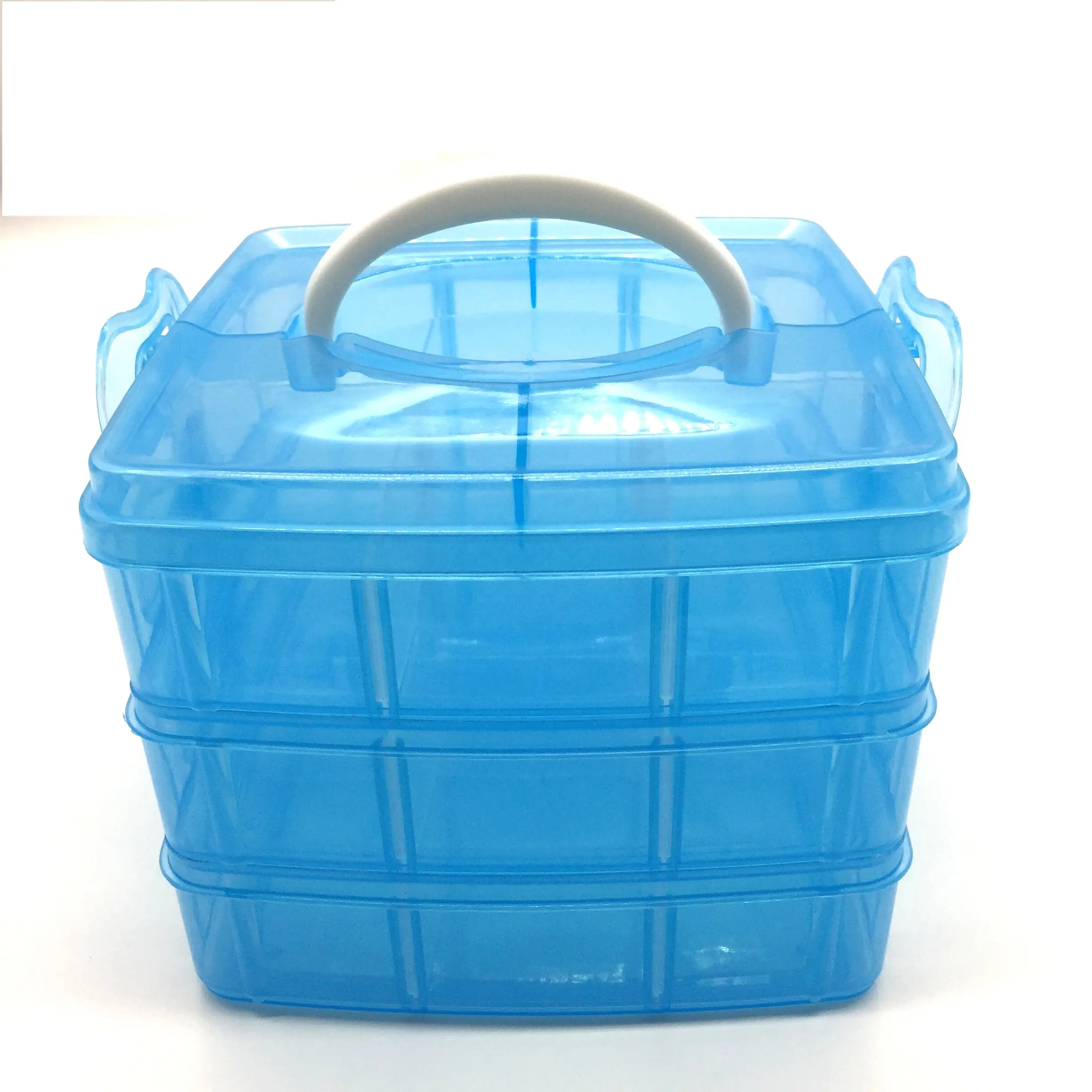 Three layers clear portable plastic tool organizer container divider tackle box