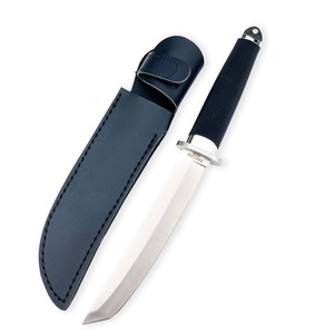 Couteau utilitaire de camping et de chasse en plein air, lame en acier inoxydable 440, manche en caoutchouc, étui en cuir, lame fixe pour les sports de plein air et le bricolage - Product Image 1