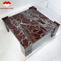 Table basse en marbre rouge Rosso Levanto Brothers Stone, mobilier moderne pour hôtel et salon, ensemble de tables basses à socle bas