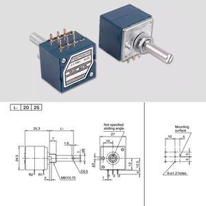 ALPS RK27 <strong>Potentiometer</strong> <strong>Dual</strong>-unit Serrated Volume Rotary <strong>Potentiometer</strong> 5kX2 <strong>10k</strong> 20k 50K 100K 250k 500k Round/Flat Shaft 6Pin - Product Image 5