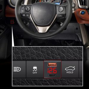 Nouveau chargeur USB LED avec affichage Volt TYPE C + QC 3.0 <span class=keywords><strong>12</strong></span>-24v <span class=keywords><strong>prise</strong></span> USB de <span class=keywords><strong>voiture</strong></span> pour <span class=keywords><strong>voiture</strong></span> de Type carré 22.5X22.5 MM - Product Image 2