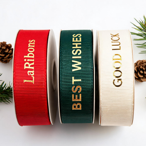 Wholesale Custom Logo Grosgrain <b>Ribbon</b> Polyester Multiple Sizes for Last Christmas Favor & Handicraft Decoration - Product Image 1