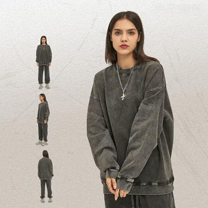 Ensemble sweat à capuche et jogging surdimensionné en coton 100% délavé à l'acide, logo personnalisé AR2319, haute qualité, style vintage automne - Product Image 4