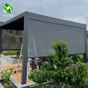 Yisite - Cortinas motorizadas para varanda, proteção solar, para jardim, varanda, gazebo, guarda-copos com zip, à prova de vento, inteligente