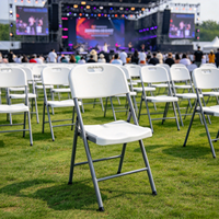 Chaise pliante en plastique HDPE avec pieds antidérapants et structure en acier renforcé, idéale pour les banquets, les mariages, les événements en plein air, le camping, le jardin et les lieux de réception