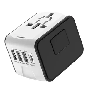 Travel Adapter Plug All In One Universal with USB and Type-C Wall Charger 100-220V to 110V Voltage UK EU US AU