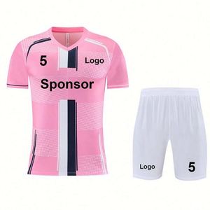 Vente en gros de maillots de football unisexes personnalisés avec logo, 100% polyester, taille plus, séchage rapide, respirant, maillots et shorts d'entraînement rouges - Product Image 4