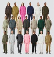 Ensemble sweat à capuche homme et pantalon de survêtement évasé Y2K vintage streetwear, avec logo imprimé en relief 350 g/m² de haute qualité, pour l'hiver, en tissu tissé