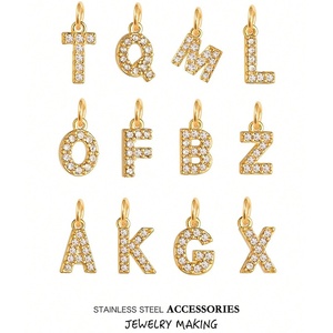 HB0377 Bestseller DIY Mini Lettre en Acier Inoxydable Zircon Pendentif Chaîne <span class=keywords><strong>O</strong></span> Femme 26 Lettres Combinaison Nom Bracelets Colliers - Product Image 2
