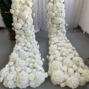 IFG 8英尺长地质婚礼桌装饰白玫瑰绣球花滑道