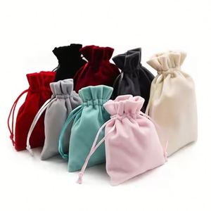 Sac cadeau rectangulaire portable en velours et flanelle fait main, personnalisé, avec cordon de serrage et logo sur mesure, pour la vente en gros Packbloom - Product Image 1