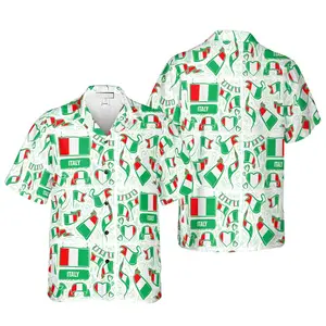 Italy Flag Pattern Men's Hawaiian Shirt Customized Sublimation Comfortable Beach Vacation T-Shirt With factory best Tee Tops Hot