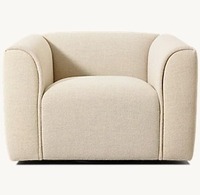 Fauteuil individuel en tissu de luxe américain, meuble de salon moderne, avec pieds en bois, style canapé modulaire