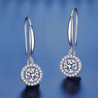 Boucles d'oreilles pendantes classiques en argent S925 plaqué or, style mignon, avec moissanite, pour femme, fabrication fine MED052