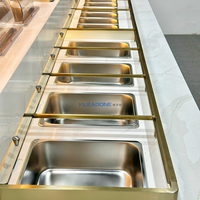 KLEADONE Comptoir chauffant électrique moderne personnalisé pour restaurants et hôtels, en acier inoxydable avec cadre lumineux sur mesure