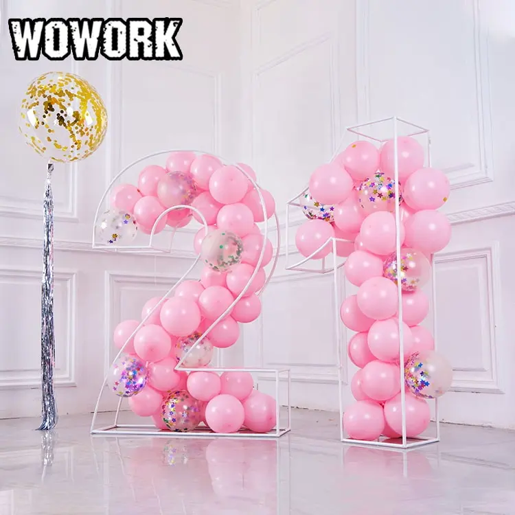 2023 WOWORK fushun new products event wedding favors personalized metal wire frame numbers with balloons