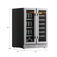 Réfrigérateur à vin JC-116A2EQ compresseur électrique à double zone 36 bouteilles sous armoire refroidisseur à vin et à boissons intégré