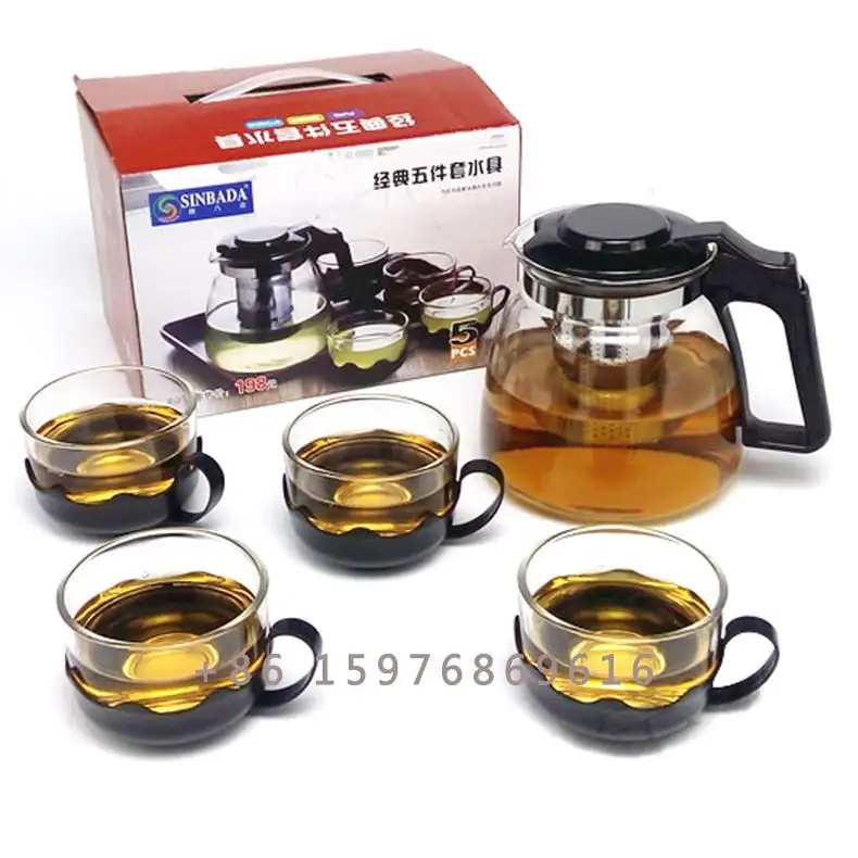Factory in stock black coffee pot cup set cheap under $1 tea pot set with gift box