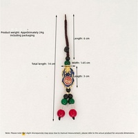 Pendentif Clé Rétro Chic National avec Breloque Pixie, Alliage Émaillé, Caractère Fu, Pompon Perlé pour Décoration de Clé de Voiture ou Sac