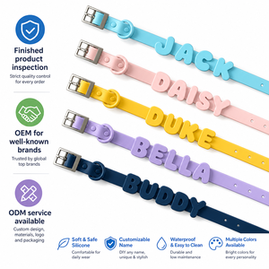 Collar de Silicona para Mascotas con Letras, OEM/ODM, Impermeable, Fácil de Limpiar, Cómodo, Personalizado, Duradero, Moderno, Ajustable - Product Image 1
