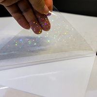 Film de Recouvrement Holographique A4, Feuille Vinyle de Stratification Adhésive à Froid, Film Transparent de Plastification Holographique Étoile