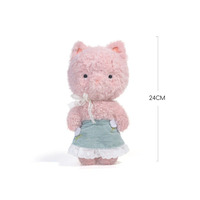 Peluche chat rose mignon personnalisée 24 cm, douce, agréable pour la peau, peluche moelleuse, poupée en peluche certifiée EN71 CE, peluches kawaii pour cadeau
