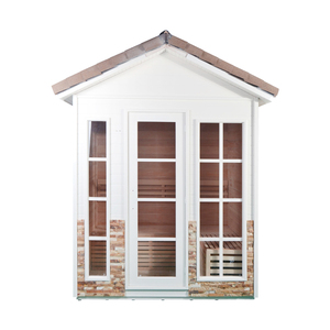 Nuevo Diseño de Sauna Eléctrica Exterior para 4 Personas con Estufa Harvia de 6KW, Construcción de Madera Maciza y Ventanas de Travesaño - Product Image 3