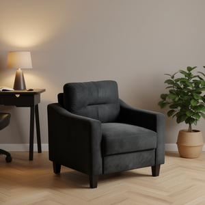 Modern Fabric <b>Sofa</b> Bed With Cushion Back And Square Arms For Living Room - Product Image 2