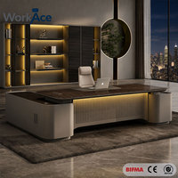 Escritorio Ejecutivo con Luz LED de Control por Voz, Panel de Madera de Lujo, Certificado CE, Ajustable, para Oficina Comercial y Hogar, Venta al Por Mayor