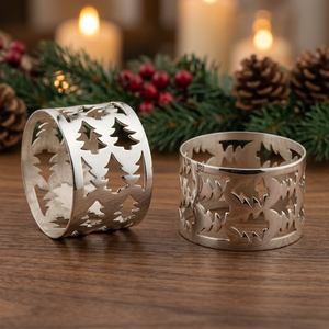 Anillos de Servilleta Metálicos Huecos con Diseño de Árbol de Navidad, Decoración Clásica para Mesa, 4.5cm de Ancho - Product Image 5