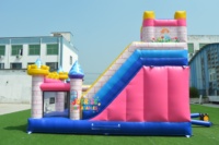 Château gonflable pour enfants avec toboggan, petit parc gonflable rose, matériau PVC commercial, capacité de 500 kg, installation facile
