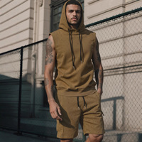 Ensembles Courts Essentiels pour Hommes : Survêtement Personnalisé Sans Manches à Capuche, Idéal pour l'Entraînement Sportif et les Loisirs Décontractés