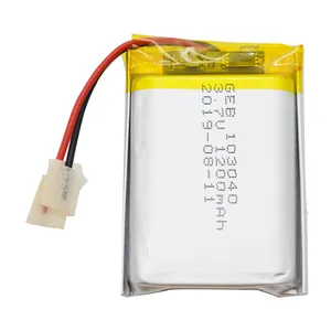 103040 lipo סוללה 3.7v 1200mah 103040 סוללת ליתיום קצב גבוה תא עם pbc