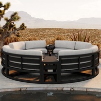 Ensemble de canapés de jardin modulaires en aluminium rond de luxe pour l'extérieur, résistant aux intempéries, meubles de jardin, ensemble de meubles d'extérieur