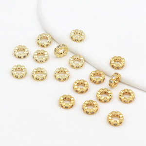 Cuentas espaciadoras de circonita redondas de 8 mm, chapadas en oro y plata, componentes para joyería DIY - Product Image 2