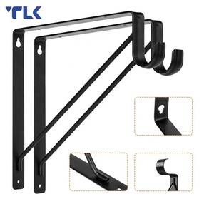 Wall Mount Closet <span class=keywords><strong>Pole</strong></span> Kệ hỗ trợ Bracket Hook Heavy Duty Closet nổi chân đế với Rod chủ - Product Image 2
