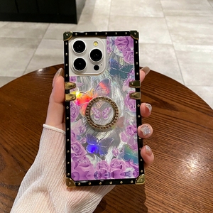 Custodia Antiurto per Telefono con Anello di Supporto alla Moda per <span class=keywords><strong>iPhone</strong></span> 15 14 <span class=keywords><strong>13</strong></span> 12 11, Custodia Laser Flower per <span class=keywords><strong>iPhone</strong></span> 16 Pro - Product Image 5