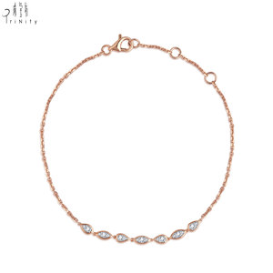 กำไลข้อมือดีไซน์พิเศษ งานละเอียด ขายส่ง ทองคำแท้ 18K สีโรสโกลด์ ประดับเพชรแท้ธรรมชาติ ปรับขนาดได้ สำหรับผู้หญิง เหมาะสำหรับเป็นของขวัญ - Product Image 1