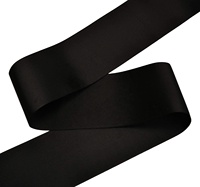 Pita Grosgrain Poliester 100% Dua Sisi 3 Inci (75mm) Hitam Ramah Lingkungan dengan Kekuatan Tarik Tinggi dalam Gulungan 100 Yard